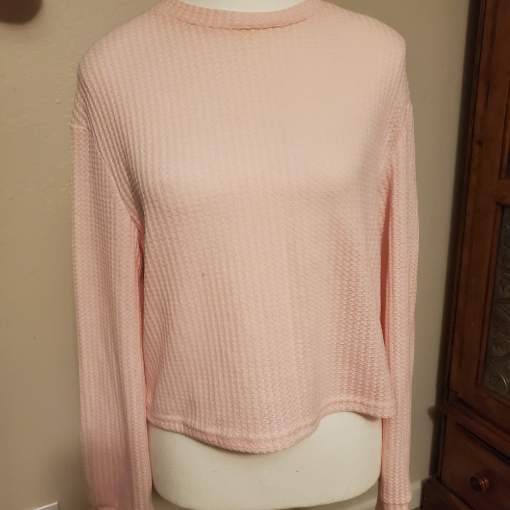 Pink Textured Long Sleeve Top